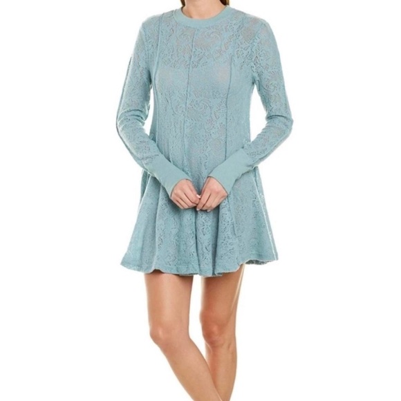 NWT Free People Coffee in the Morning Lace Astral Sea Long Sleeve Tunic | Small - Picture 1 of 11